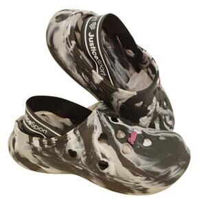 Justice Sport Boys Camo Clogs - Black & Gray - Size 13Y